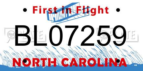 BL07259 North Carolina License Plate
