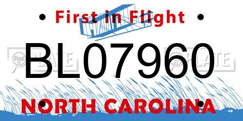 BL07960 North Carolina License Plate