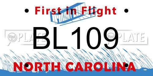 BL109 North Carolina License Plate