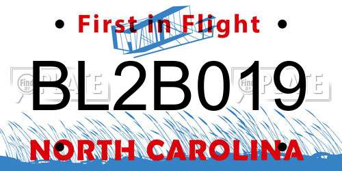 BL2B019 North Carolina License Plate