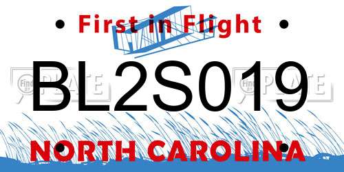 BL2S019 North Carolina License Plate