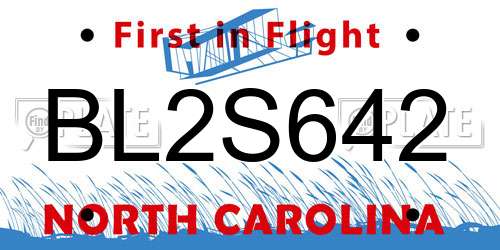 BL2S642 North Carolina License Plate