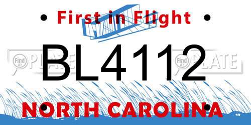 BL4112 North Carolina License Plate