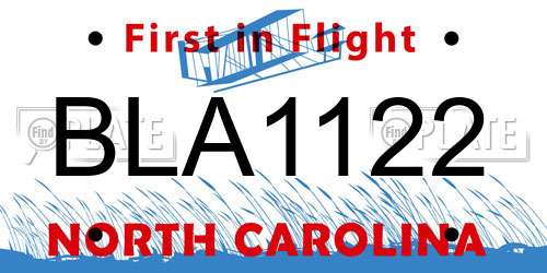 BLA1122 North Carolina License Plate