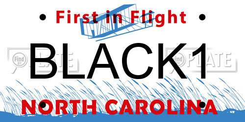 BLACK1 North Carolina License Plate