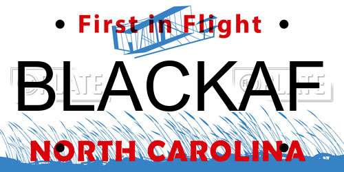 BLACKAF North Carolina License Plate