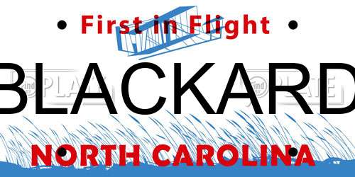BLACKARD North Carolina License Plate