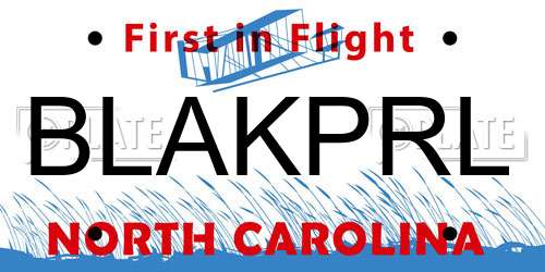 BLAKPRL North Carolina License Plate