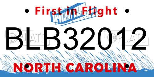 BLB32012 North Carolina License Plate