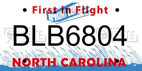 BLB6804 North Carolina License Plate