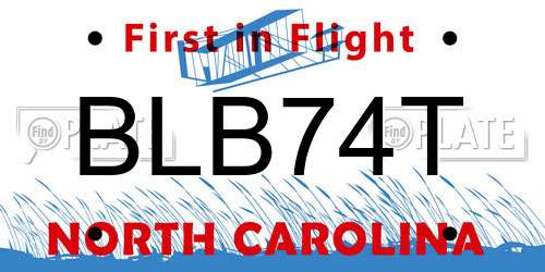 BLB74T North Carolina License Plate