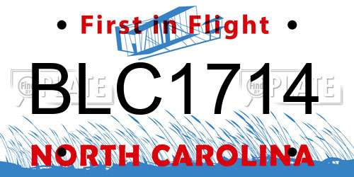BLC1714 North Carolina License Plate