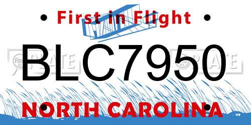BLC7950 North Carolina License Plate