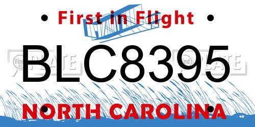 BLC8395 North Carolina License Plate
