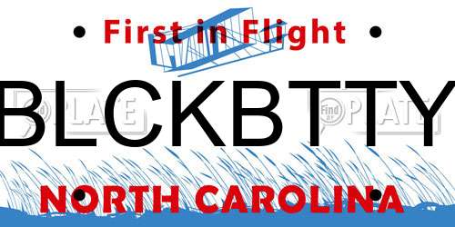 BLCKBTTY North Carolina License Plate