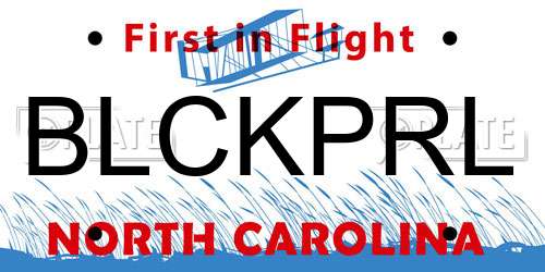 BLCKPRL North Carolina License Plate