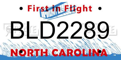 BLD2289 North Carolina License Plate