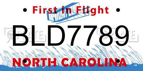 BLD7789 North Carolina License Plate