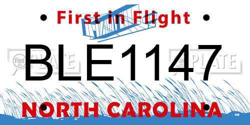 BLE1147 North Carolina License Plate