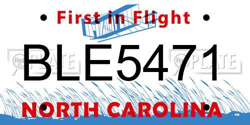 BLE5471 North Carolina License Plate