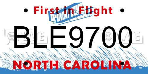BLE9700 North Carolina License Plate