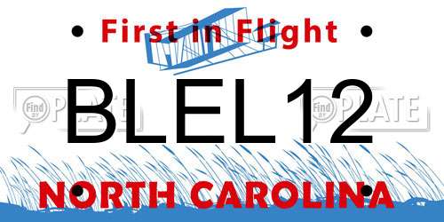 BLEL12 North Carolina License Plate