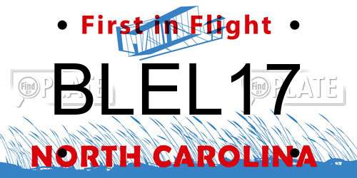 BLEL17 North Carolina License Plate