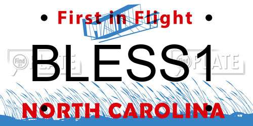 BLESS1 North Carolina License Plate