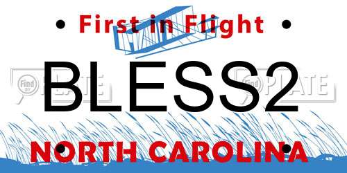 BLESS2 North Carolina License Plate