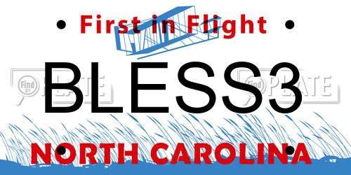 BLESS3 North Carolina License Plate
