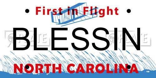 BLESSIN North Carolina License Plate