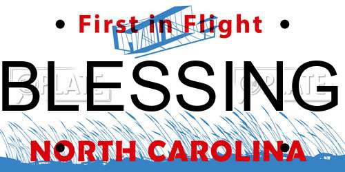 BLESSING North Carolina License Plate