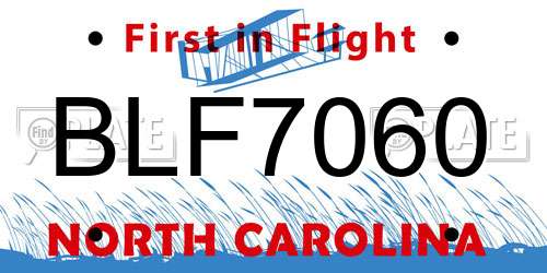 BLF7060 North Carolina License Plate