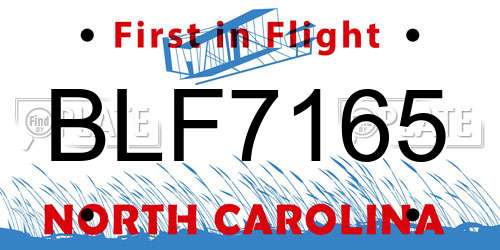 BLF7165 North Carolina License Plate