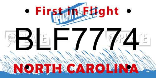 BLF7774 North Carolina License Plate