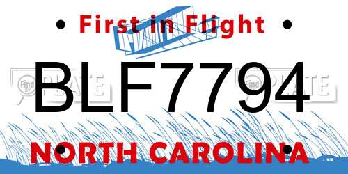 BLF7794 North Carolina License Plate