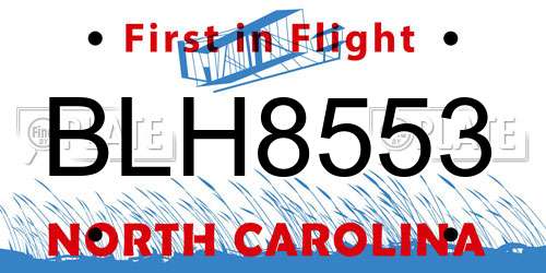 BLH8553 North Carolina License Plate