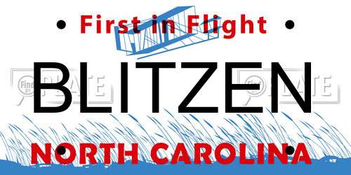 BLITZEN North Carolina License Plate