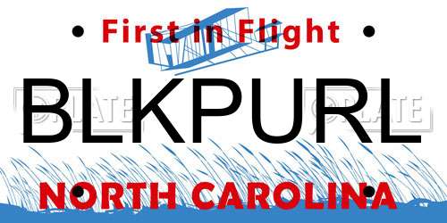 BLKPURL North Carolina License Plate