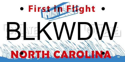 BLKWDW North Carolina License Plate