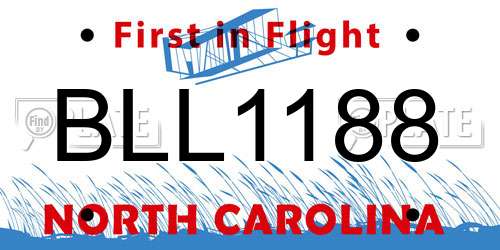 BLL1188 North Carolina License Plate