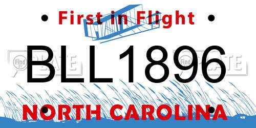 BLL1896 North Carolina License Plate