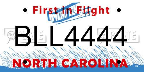 BLL4444 North Carolina License Plate