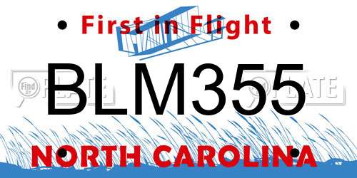 BLM355 North Carolina License Plate