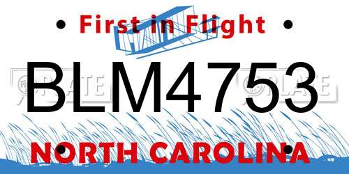 BLM4753 North Carolina License Plate