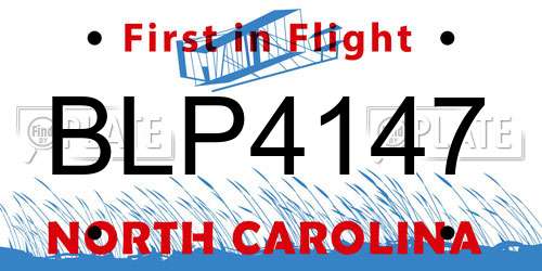 BLP4147 North Carolina License Plate
