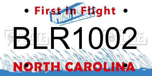 BLR1002 North Carolina License Plate