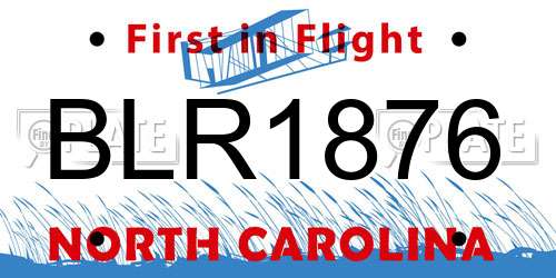 BLR1876 North Carolina License Plate
