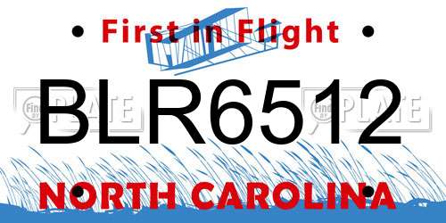 BLR6512 North Carolina License Plate
