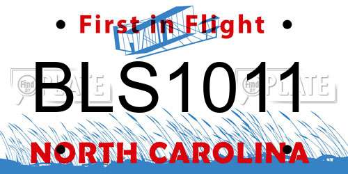 BLS1011 North Carolina License Plate